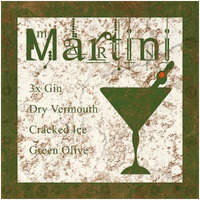 Cocktail Recipes - Martini -Paper Art-32"x32"