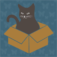 Cat in a Box - Blue -Paper Art-38"x38"