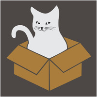 Cat in a Box - Gray -Paper Art-20"x20"