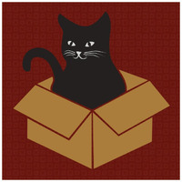 Cat in a Box - Red -Paper Art-20"x20"