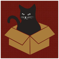 Cat in a Box - Red -Paper Art-26"x26"