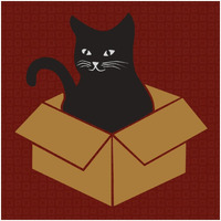 Cat in a Box - Red -Paper Art-32"x32"