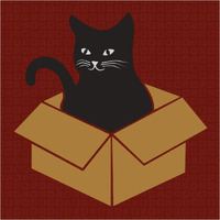 Cat in a Box - Red -Paper Art-38"x38"