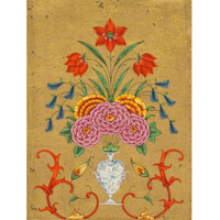 An Elaborate Vase and Floral Design on Gold Ground, second half of 18th century -Paper Art-14.03"x18"