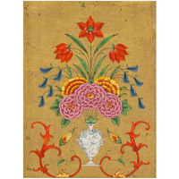 An Elaborate Vase and Floral Design on Gold Ground, second half of 18th century -Paper Art-18.541"x24"