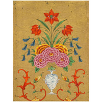 An Elaborate Vase and Floral Design on Gold Ground, second half of 18th century -Paper Art-24.556"x32"