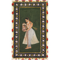 Nur Jahan holding a portrait of Emperor Jahangir, c. 1627 -Paper Art-15.497"x24"