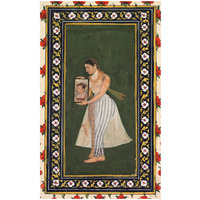 Nur Jahan holding a portrait of Emperor Jahangir, c. 1627 -Paper Art-20.405"x32"