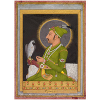 Mughal Emperor Muhammad Shah Holding a Falcon, 1764 -Paper Art-23.739"x32"