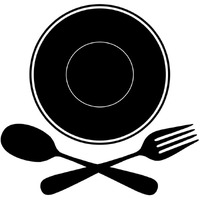 Mealtime: Black on White - Plate with Crossed Cutlery -Paper Art-38"x38"