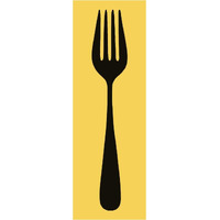 Mealtime: Black on Yellow - Fork -Paper Art-26"x74"