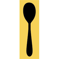 Mealtime: Black on Yellow - Spoon -Paper Art-14"x38"