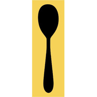 Mealtime: Black on Yellow - Spoon -Paper Art-26"x74"