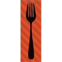 Mealtime: Red Stripes - Fork -Paper Art-14"x38"