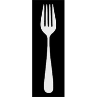 Mealtime: White on Black - Fork -Paper Art-14"x38"