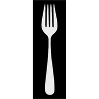 Mealtime: White on Black - Fork -Paper Art-26"x74"