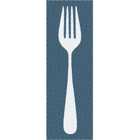 Mealtime: White on Blue with Dots - Fork -Paper Art-14"x38"