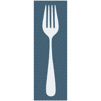 Mealtime: White on Blue with Dots - Fork -Paper Art-20"x56"