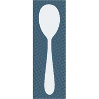 Mealtime: White on Blue with Dots - Spoon -Paper Art-14"x38"