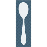 Mealtime: White on Blue with Dots - Spoon -Paper Art-20"x56"