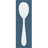 Mealtime: White on Blue with Dots - Spoon -Paper Art-26"x74"