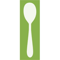 Mealtime: White on Green - Spoon -Paper Art-14"x38"