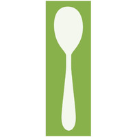 Mealtime: White on Green - Spoon -Paper Art-20"x56"