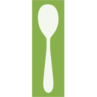 Mealtime: White on Green - Spoon -Paper Art-26"x74"