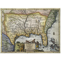 Texas and Florida, 1706 -Paper Art-42"x32"