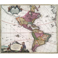 The Americas, 1720 -Paper Art-38"x32.6"