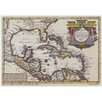 Central America and the Caribbean, 1729 -Paper Art-24"x17.62"