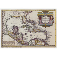 Central America and the Caribbean, 1729 -Paper Art-32"x23.3"