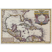 Central America and the Caribbean, 1729 -Paper Art-42"x30.4"