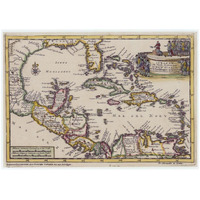 Central America and the Caribbean, 1729 -Paper Art-32"x23.3"