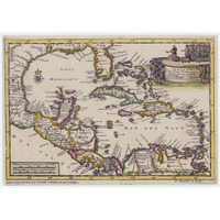 Central America and the Caribbean, 1729 -Paper Art-38"x27.56"