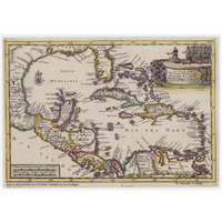 Central America and the Caribbean, 1729 -Paper Art-42&quotx30.4"