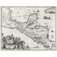 Mexico, Yucatan Peninsula and Central America, 1673 -Paper Art-30"x24"