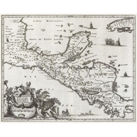 Mexico, Yucatan Peninsula and Central America, 1673 -Paper Art-37"x30"