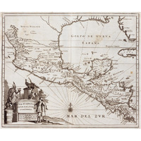 Nova Hispania/Central America, 1671 -Paper Art-18&quotx15.28"