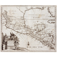 Nova Hispania/Central America, 1671 -Paper Art-32"x26.9"