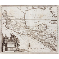 Nova Hispania/Central America, 1671 -Paper Art-38"x31.88"