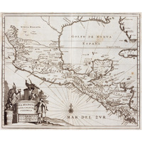 Nova Hispania/Central America, 1671 -Paper Art-46"x38.52"