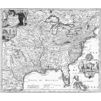 The American Buffalo Map, 1718 -Paper Art-24&quotx20.48"