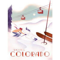 Skiing Colorado -Paper Art-20"x26"