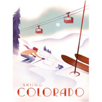 Skiing Colorado -Paper Art-26"x34"