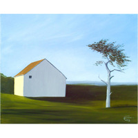 Barn with Tree -Paper Art-37"x30"