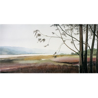 Bolinas Lagoon Fog -Paper Art-74"x38"