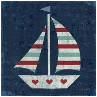 Nautical Love Sail Boat -Paper Art-42"x42"