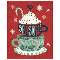 Festive Holiday Cocoa Seasons Greetings -Paper Art-22"x26"