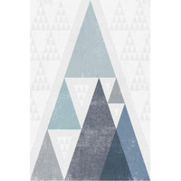 Mod Triangles III Blue -Paper Art-26"x38"